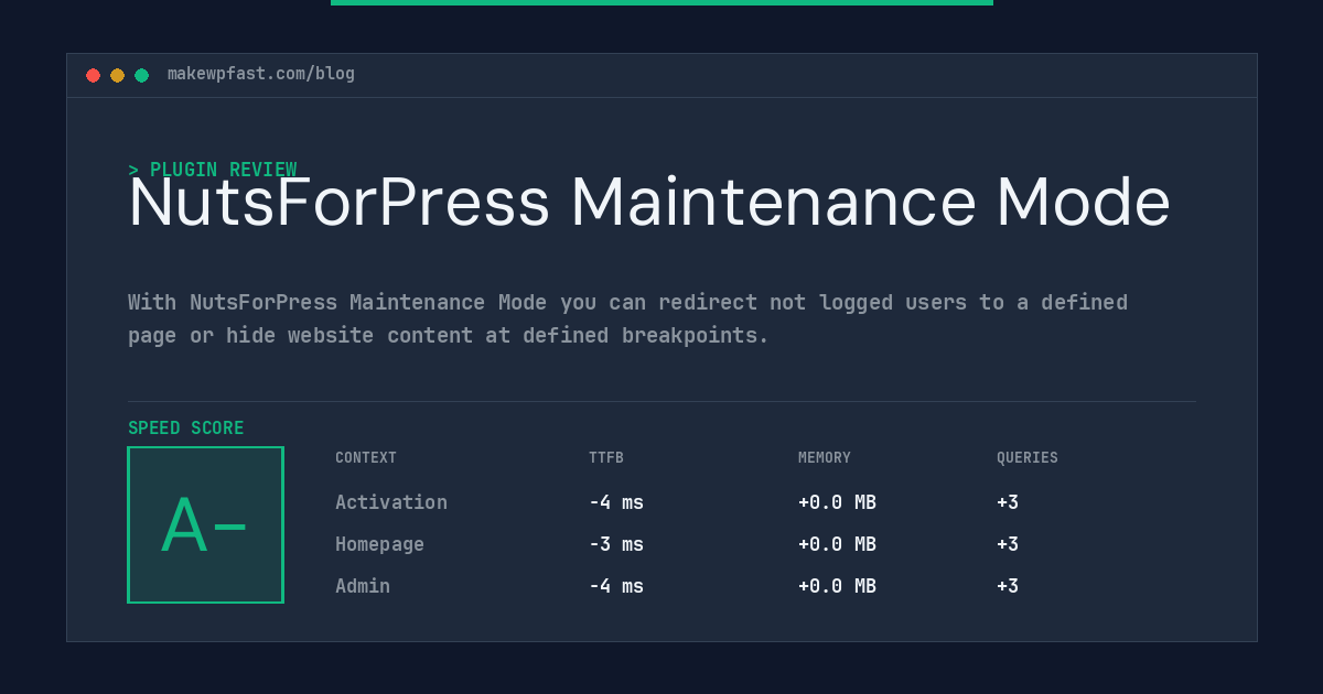 NutsForPress Maintenance Mode - MakeWPFast