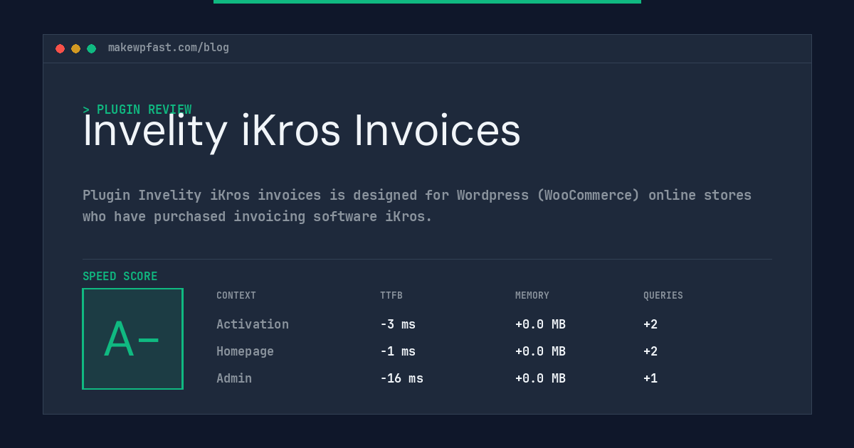 Invelity iKros Invoices - MakeWPFast