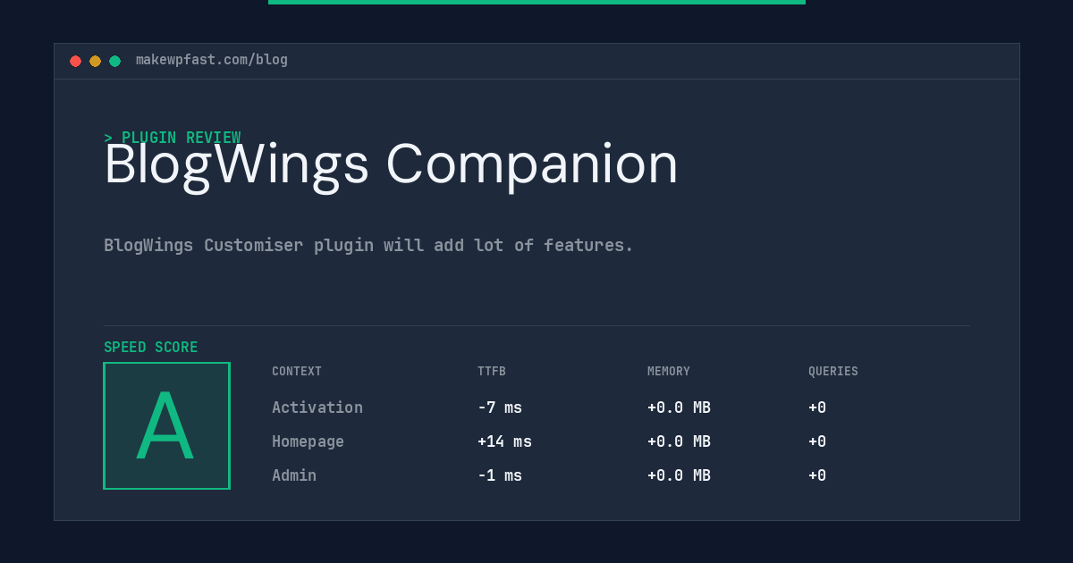 BlogWings Companion - MakeWPFast