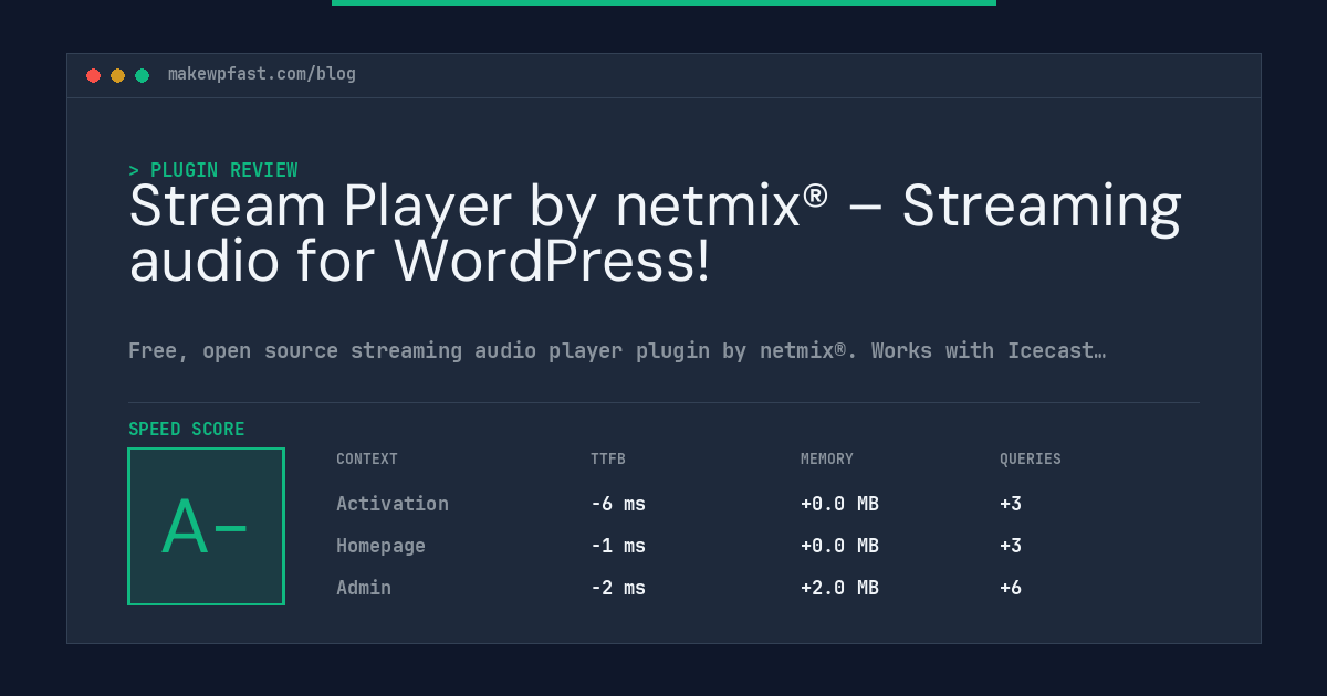 Stream Player by netmix® – Streaming audio for WordPress! - MakeWPFast