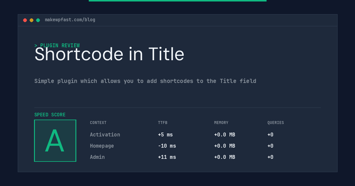Shortcode in Title - MakeWPFast