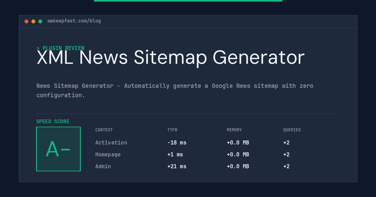 XML News Sitemap Generator - MakeWPFast
