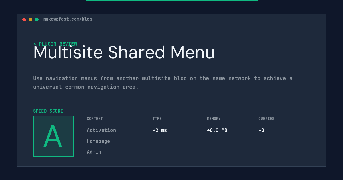Multisite Shared Menu - MakeWPFast
