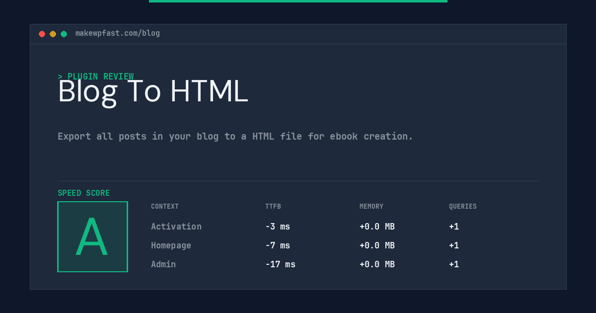 Blog To HTML - MakeWPFast