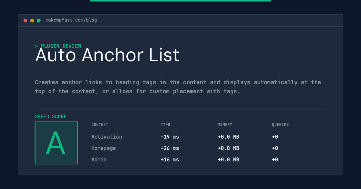 Auto Anchor List - MakeWPFast