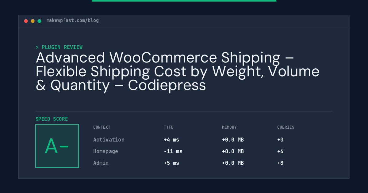Advanced WooCommerce Shipping – Flexible Shipping Cost by Weight, Volume & Quantity – Codiepress - MakeWPFast