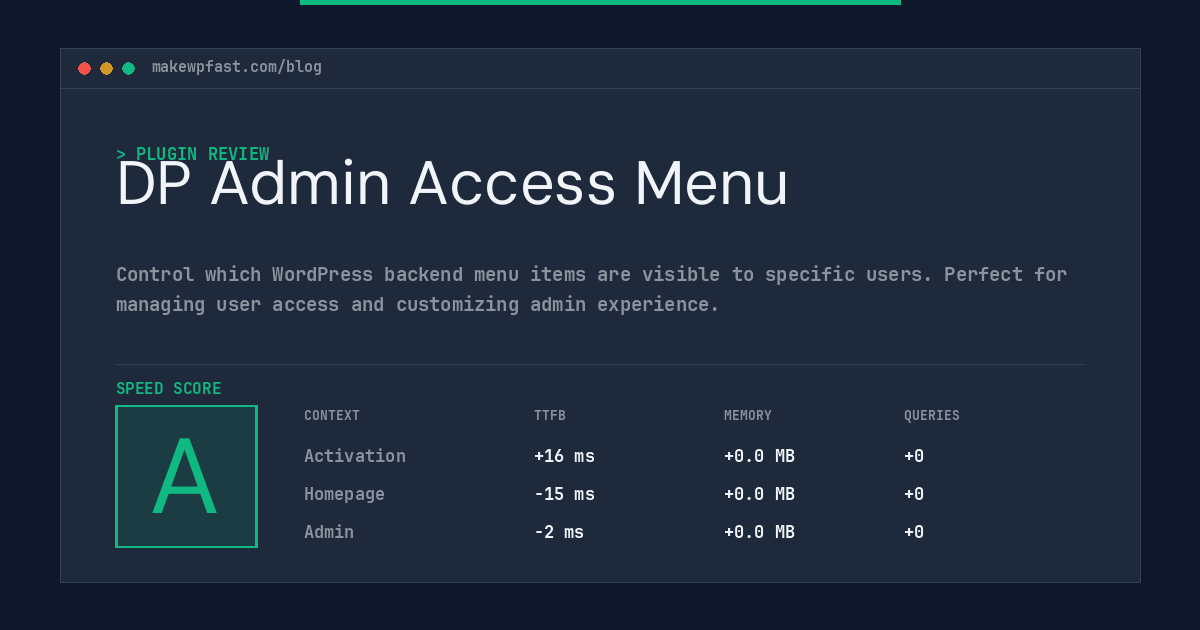 DP Admin Access Menu - MakeWPFast