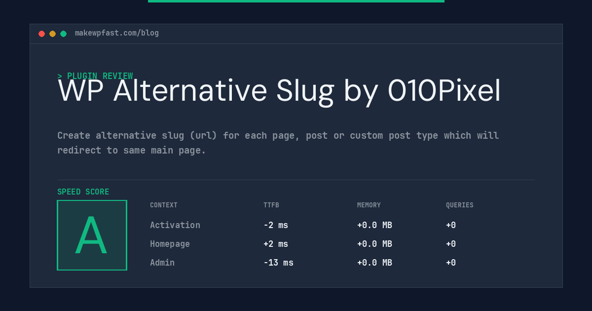 WP Alternative Slug by 010Pixel - MakeWPFast