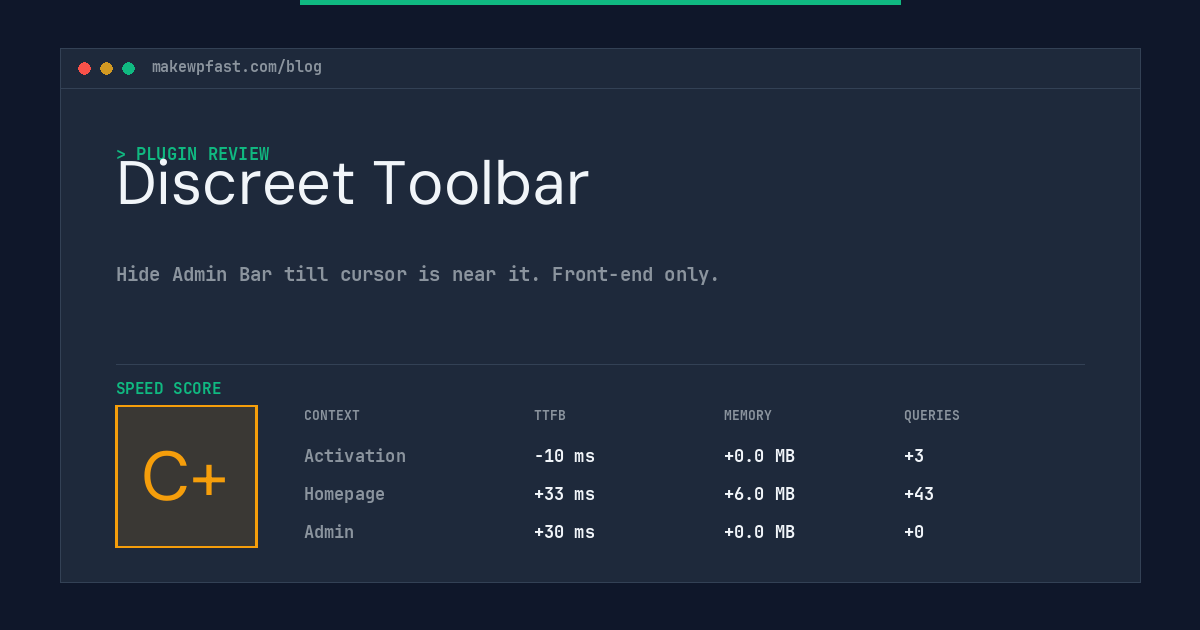 Discreet Toolbar - MakeWPFast