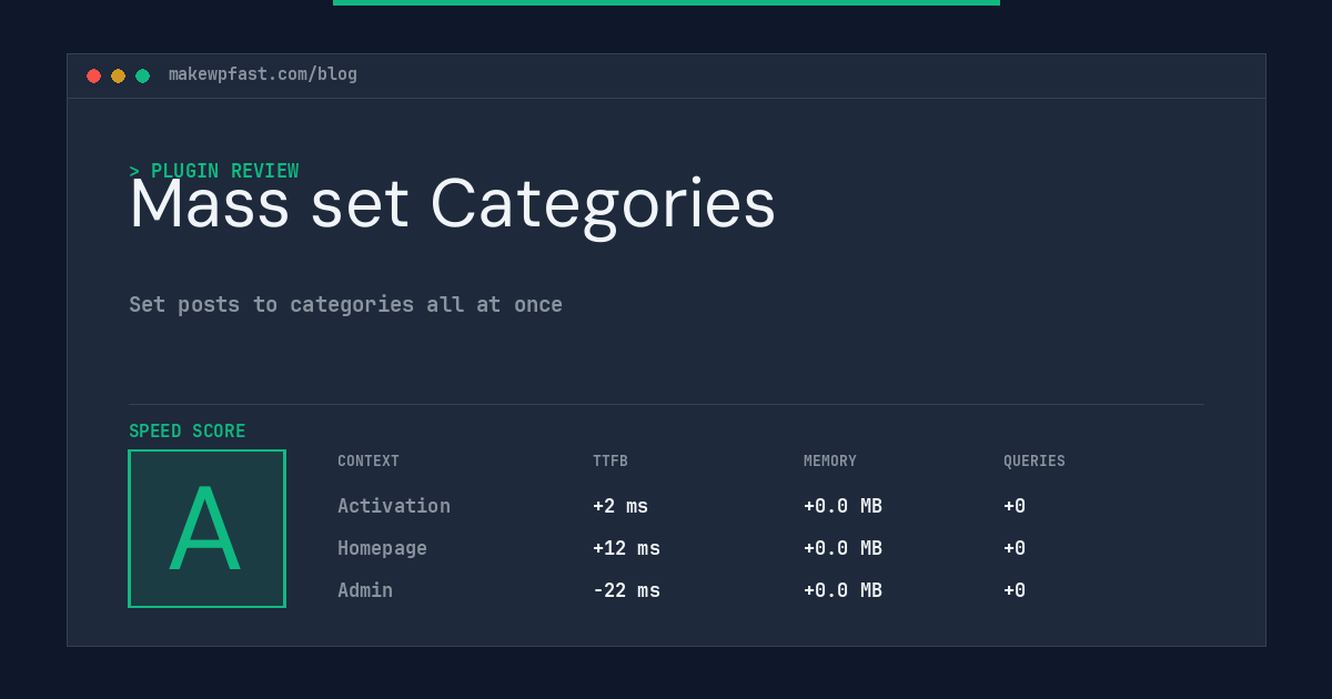 Mass set Categories - MakeWPFast