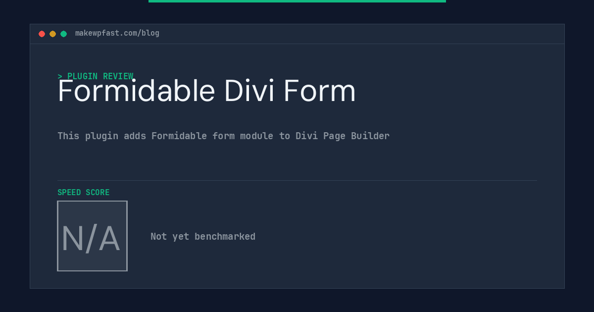 Formidable Divi Form - MakeWPFast