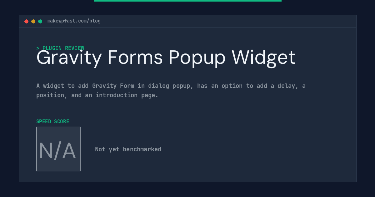 Gravity Forms Popup Widget - MakeWPFast