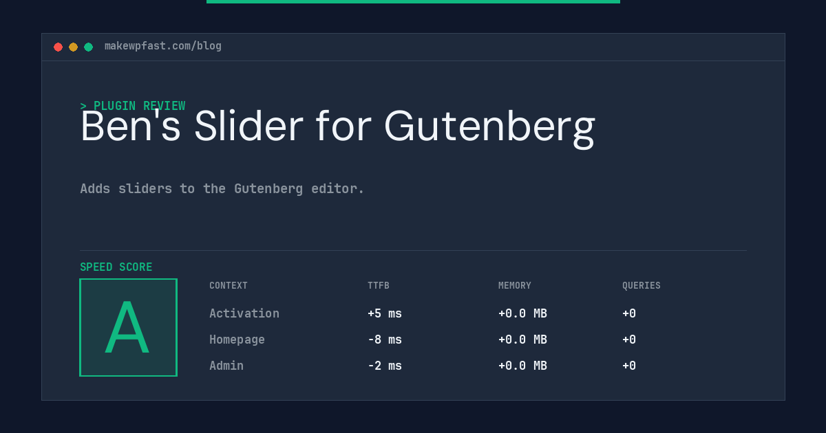 Ben's Slider for Gutenberg - MakeWPFast