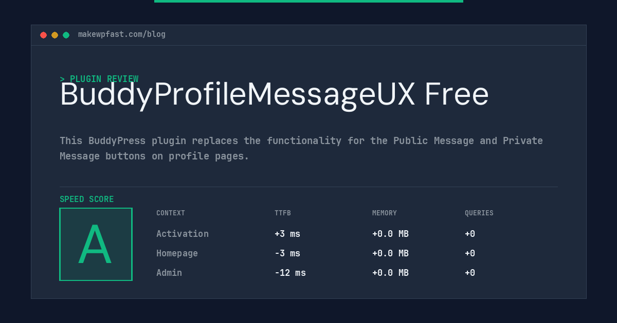BuddyProfileMessageUX Free - MakeWPFast