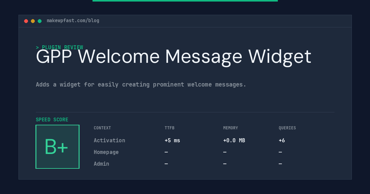 GPP Welcome Message Widget - MakeWPFast