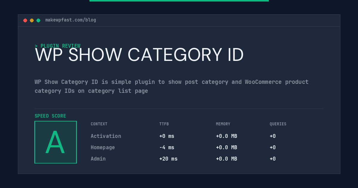 WP SHOW CATEGORY ID - MakeWPFast