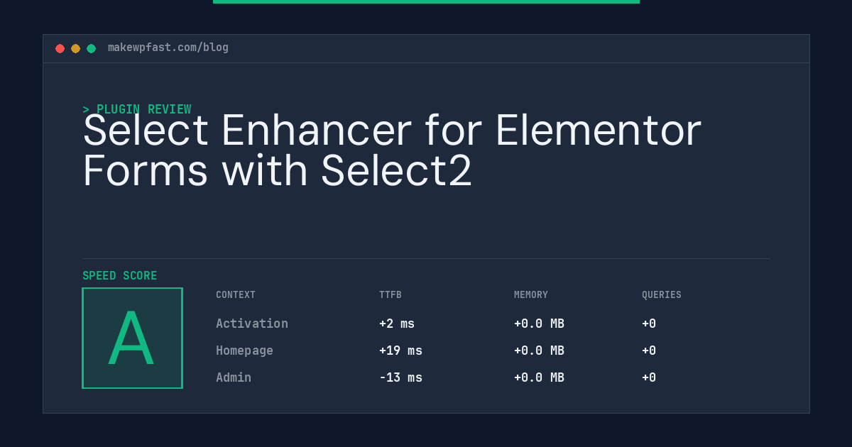 Select Enhancer for Elementor Forms with Select2 - MakeWPFast
