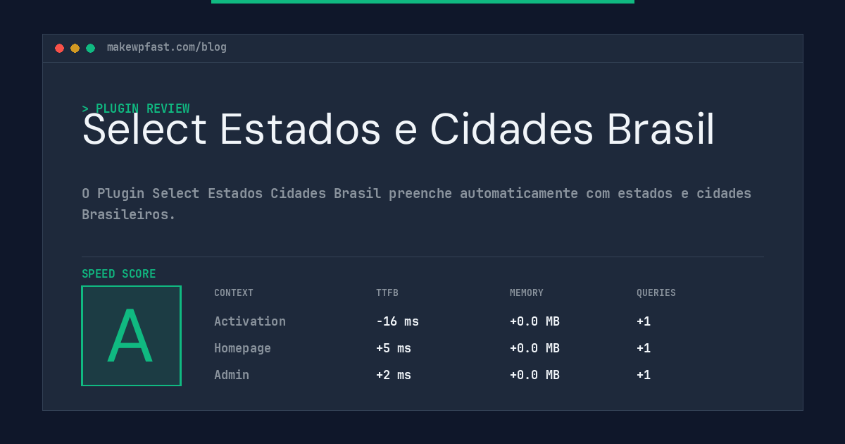 Select Estados e Cidades Brasil - MakeWPFast