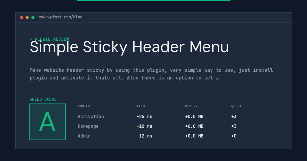 Simple Sticky Header Menu - MakeWPFast