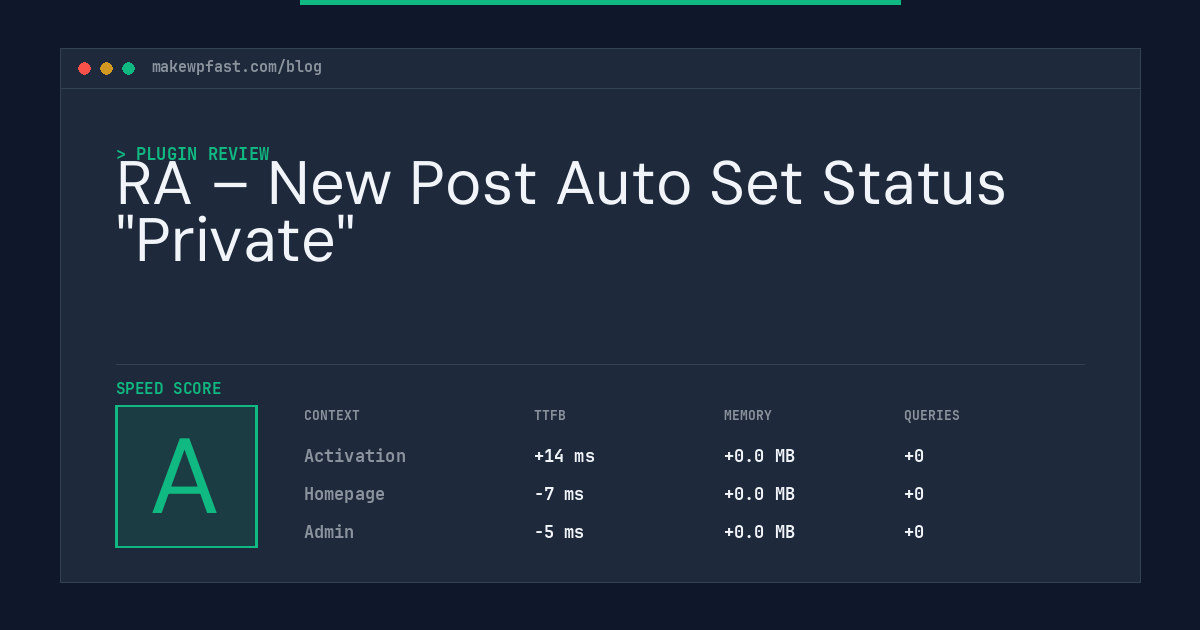 RA – New Post Auto Set Status "Private" - MakeWPFast