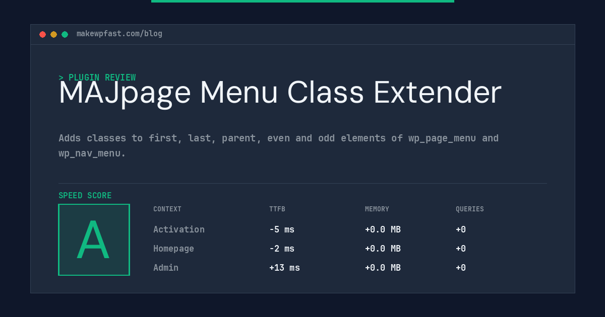 MAJpage Menu Class Extender - MakeWPFast