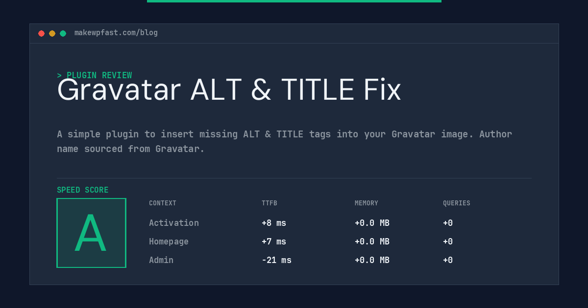 Gravatar ALT & TITLE Fix - MakeWPFast
