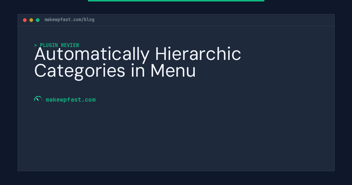 Automatically Hierarchic Categories in Menu - MakeWPFast
