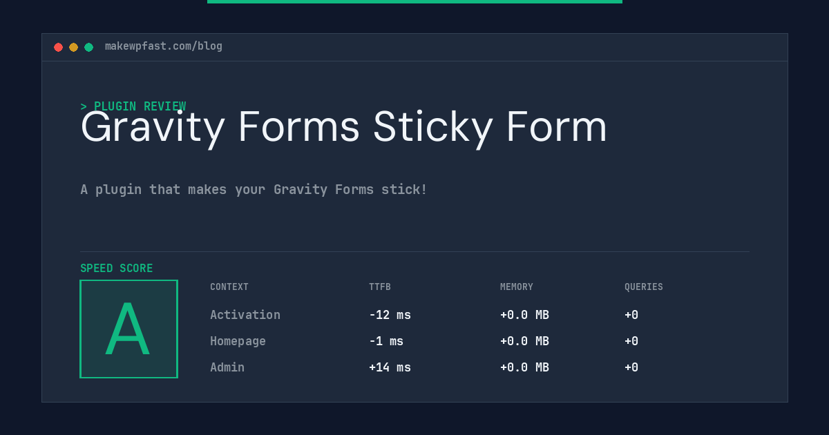 Gravity Forms Sticky Form - MakeWPFast