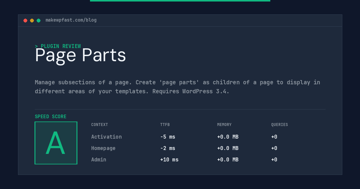 Page Parts - MakeWPFast