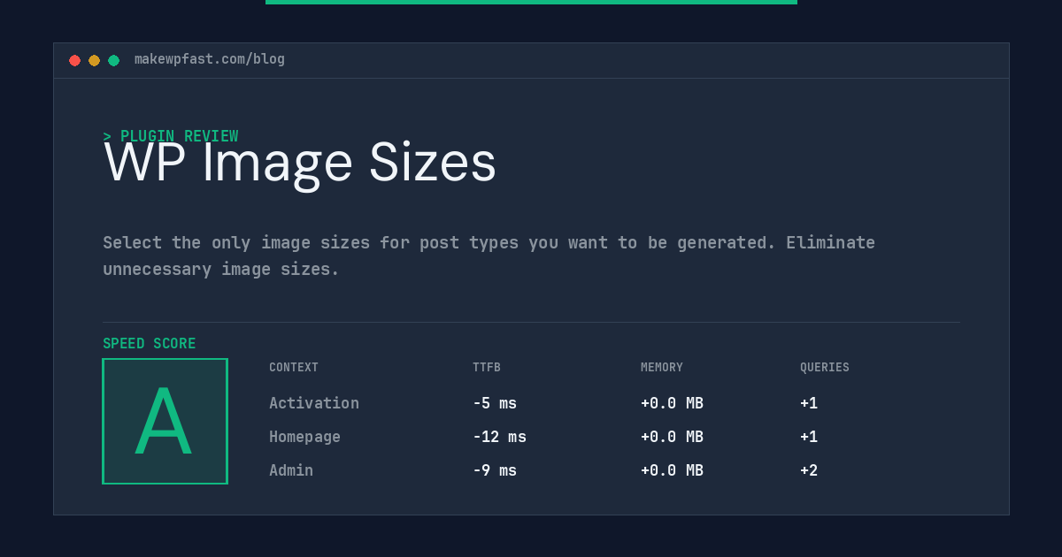 WP Image Sizes - MakeWPFast