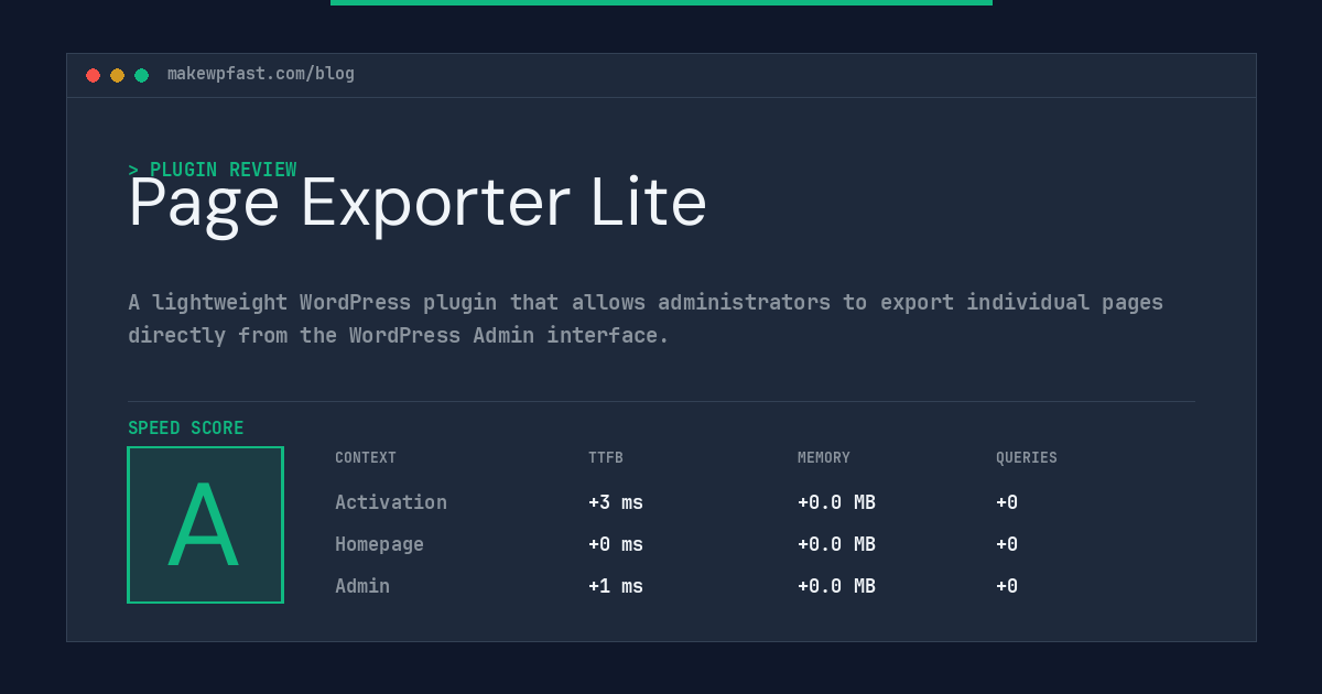 Page Exporter Lite - MakeWPFast