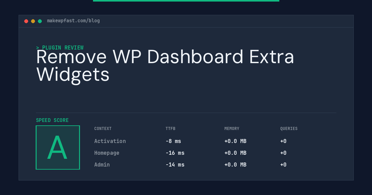 Remove WP Dashboard Extra Widgets - MakeWPFast