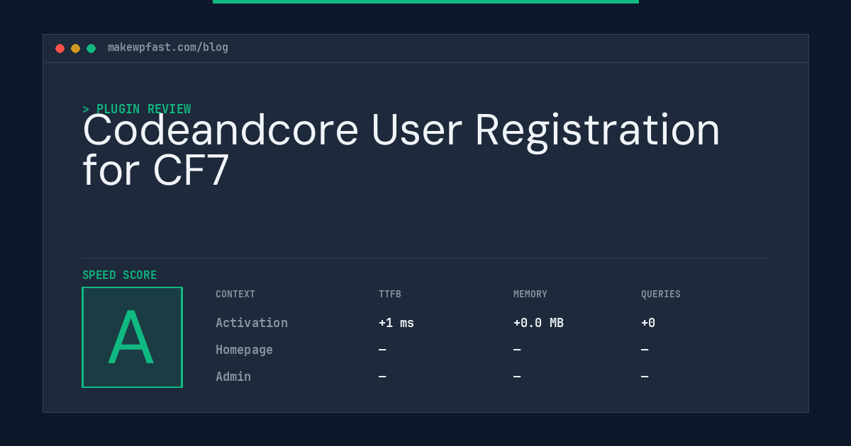 Codeandcore User Registration for CF7 - MakeWPFast