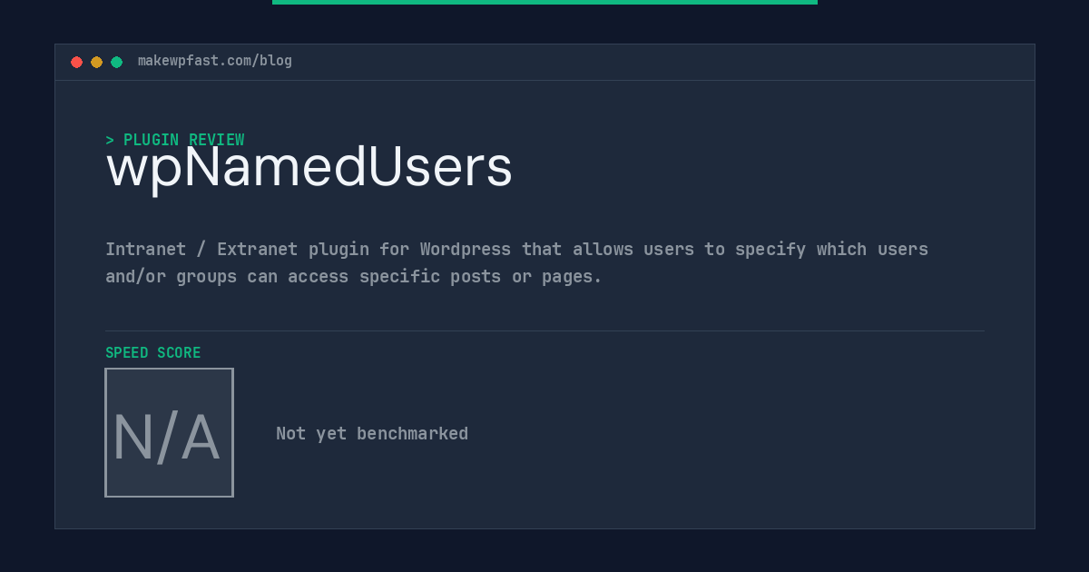 wpNamedUsers - MakeWPFast