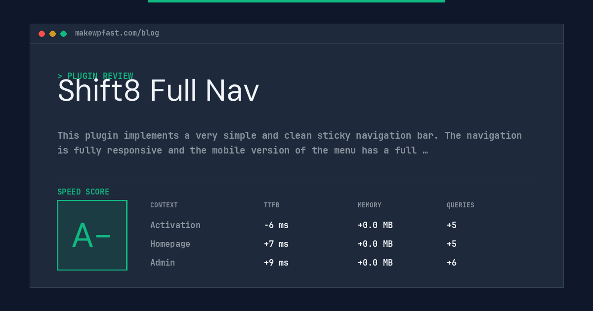 Shift8 Full Nav - MakeWPFast