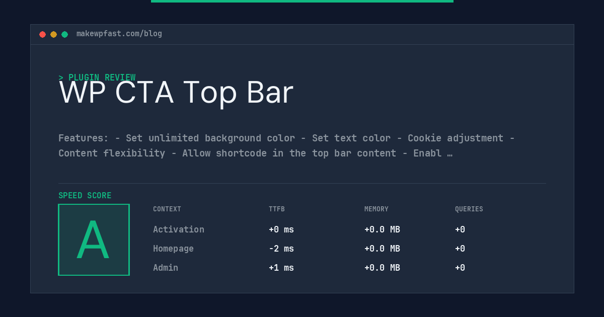 WP CTA Top Bar - MakeWPFast