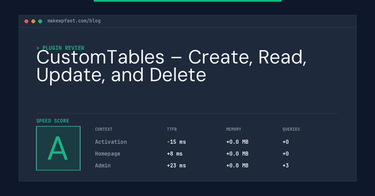 CustomTables – Create, Read, Update, and Delete - MakeWPFast