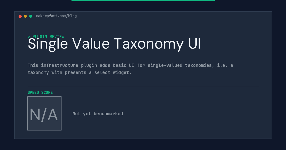 Single Value Taxonomy UI - MakeWPFast