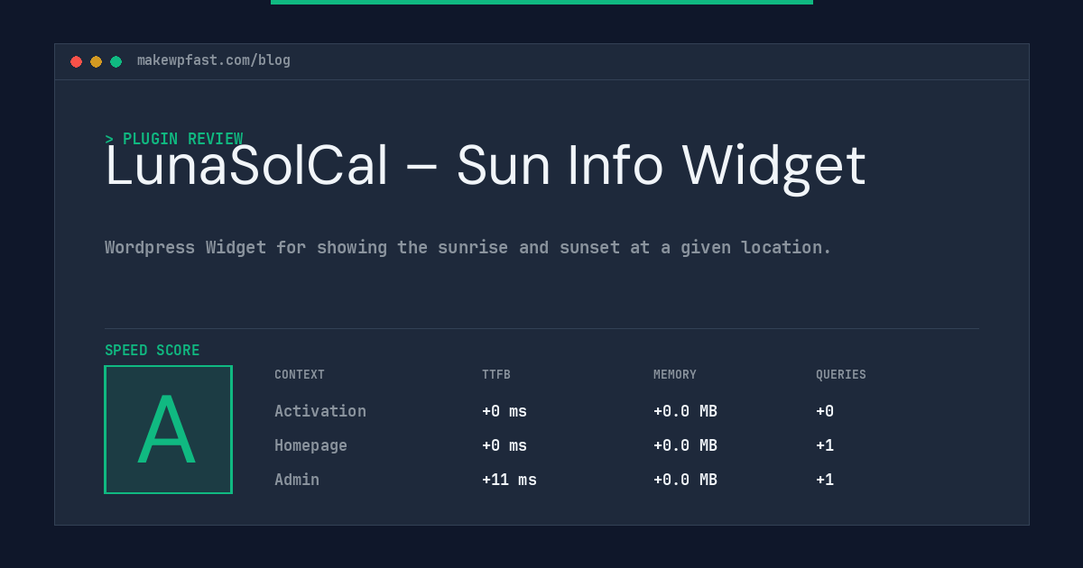 LunaSolCal – Sun Info Widget - MakeWPFast