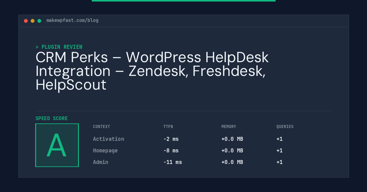 CRM Perks – WordPress HelpDesk Integration – Zendesk, Freshdesk, HelpScout - MakeWPFast