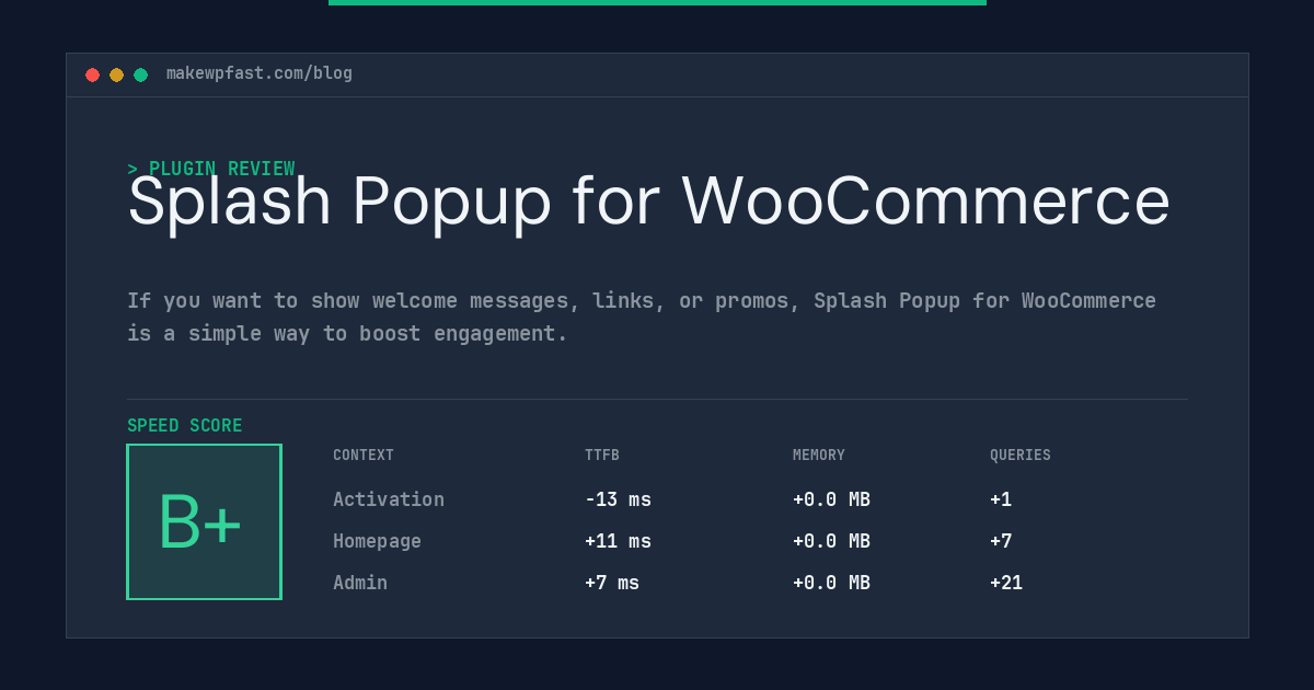 Splash Popup for WooCommerce - MakeWPFast