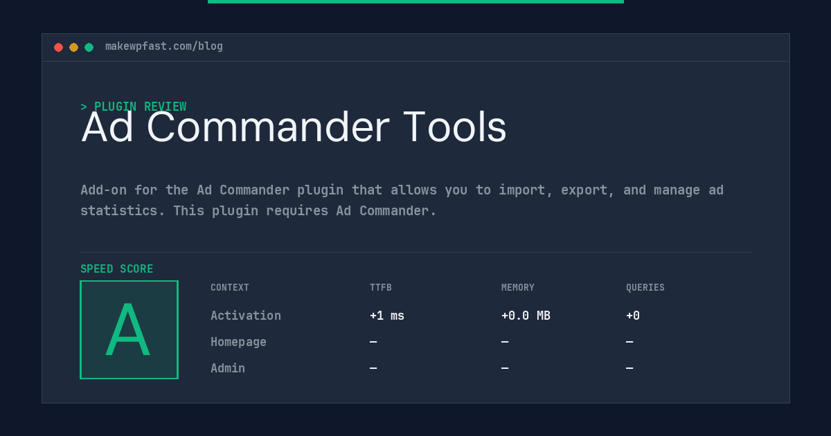 Ad Commander Tools - MakeWPFast