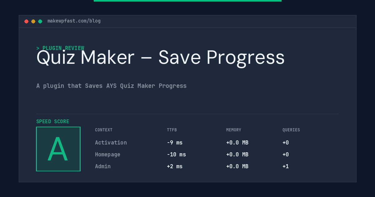 Quiz Maker – Save Progress - MakeWPFast
