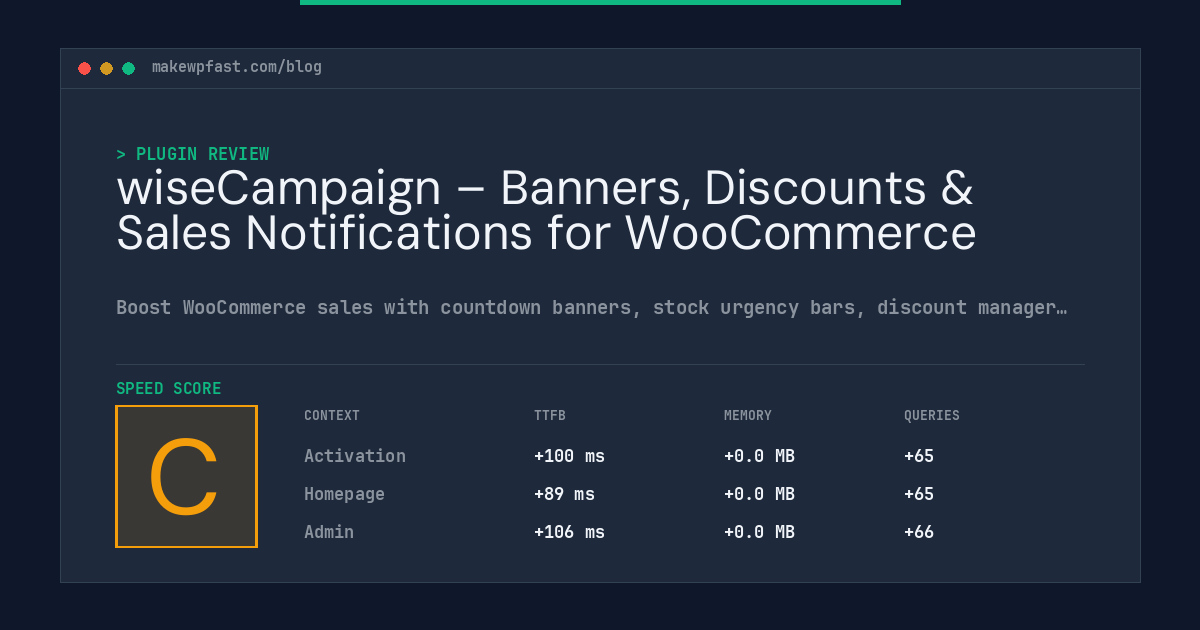 wiseCampaign – Banners, Discounts & Sales Notifications for WooCommerce - MakeWPFast