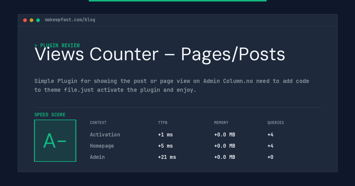 Views Counter – Pages/Posts - MakeWPFast