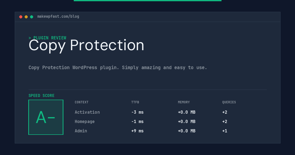 Copy Protection - MakeWPFast