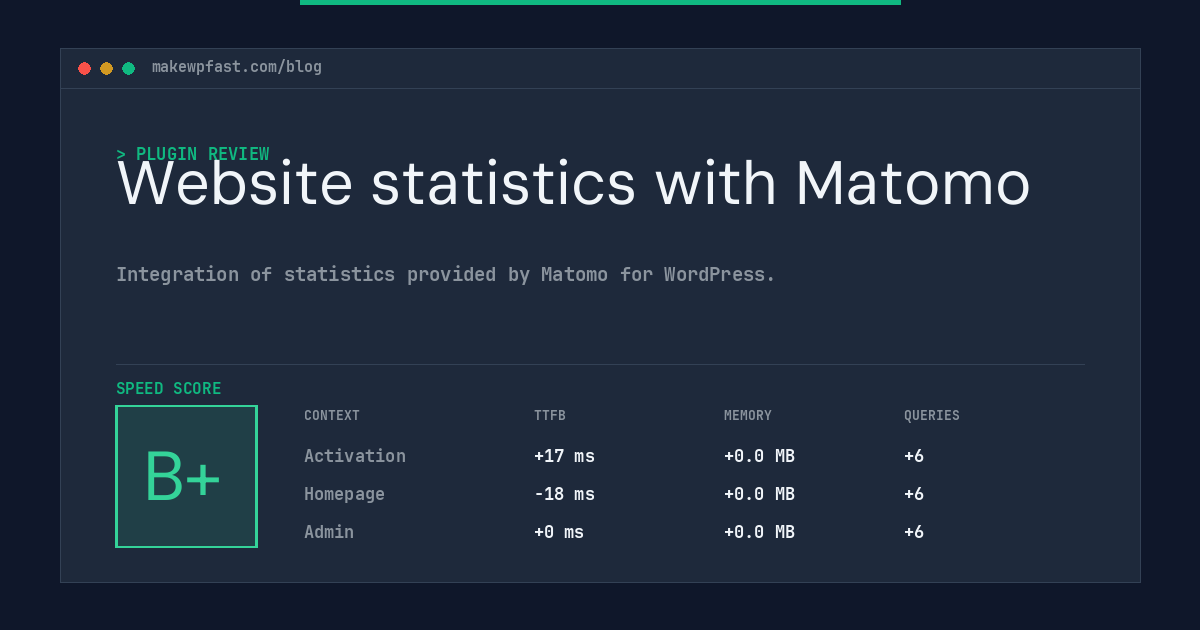 Website statistics with Matomo - MakeWPFast