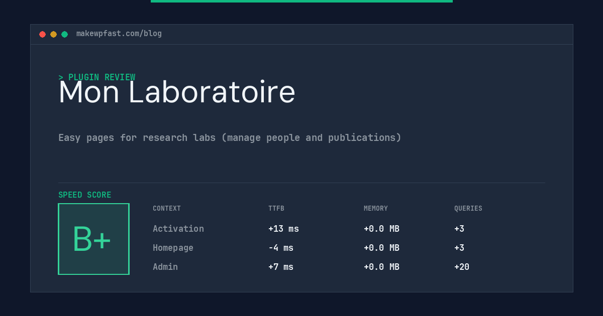 Mon Laboratoire - MakeWPFast