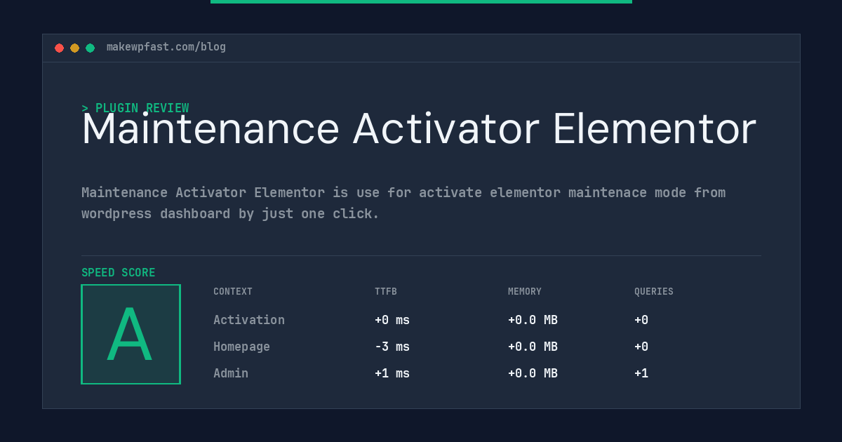 Maintenance Activator Elementor - MakeWPFast