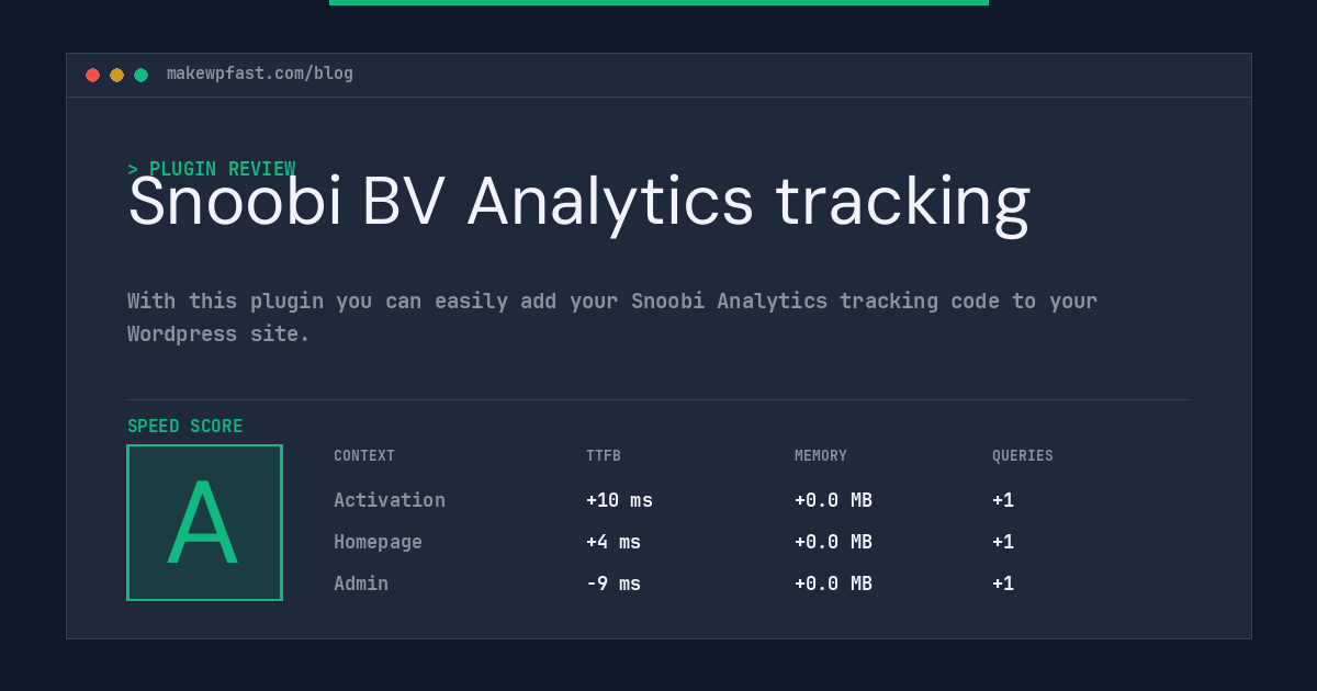 Snoobi BV Analytics tracking - MakeWPFast